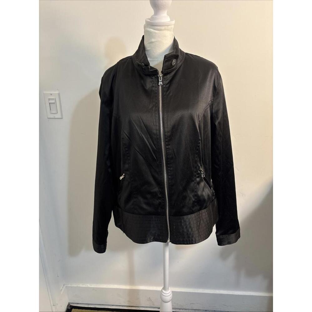 Marc Bouwer black, satin-finish jacket New NWOT MEDIUM